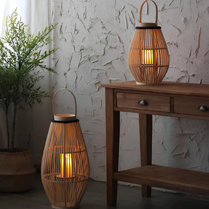 Bamboo Lantern with Handwoven Design for Soft Ambient Lighting | Portable and Cordless Home Decor Accent