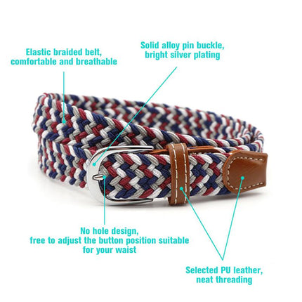 Stretch Belt with Silver Buckle, Elastic Belt for Everyday Comfort