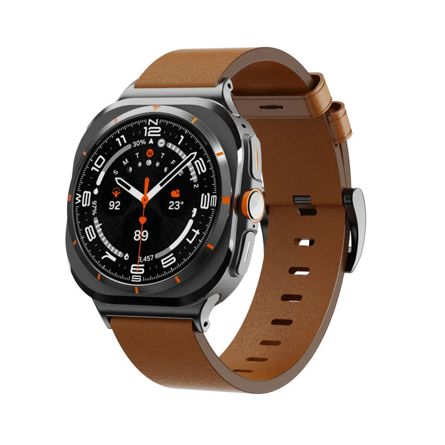 Leather Watch Band for Samsung Galaxy Watch Ultra, Samsung Watch Band with Stainless Steel Lugs and Pin Buckle