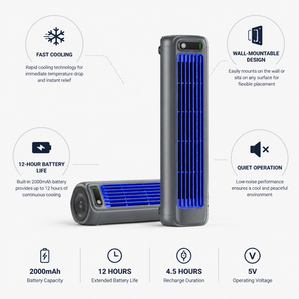Portable Air Conditioners, Rechargeable Air Conditioner with 12 Hour Battery – image 4
