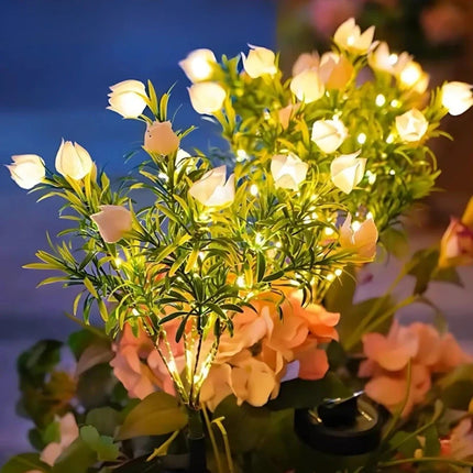 Solar Flower Lights for Garden with Timeless Floral Design | Durable Outdoor Décor for Enchanting Nighttime Glow