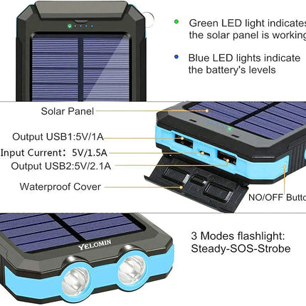 Portable Charger, Portable Power Bank 500000mAh with Solar Panel – image 7