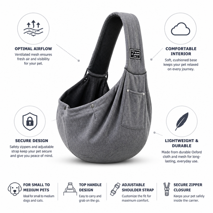 Dog Carrier Bag, Dog Sling Carrier with Ventilated Mesh – image 4