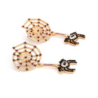 Halloween Earrings, Spider Web Dangle Earrings for Women and Men, Punk Fashion Jewelry for Halloween Costume