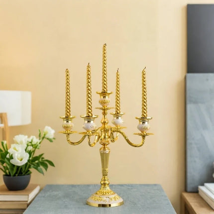Gilded Candelabra with Adjustable Arms | Elegant Alloy Design for Tailored Candlelight Ambiance