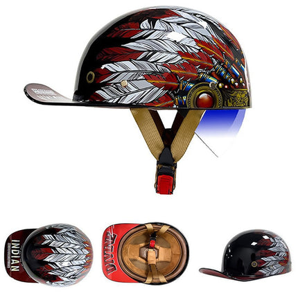 DOT Approved Motorcycle Helmet, Lightweight Half Helmet with Quick Release – image 9