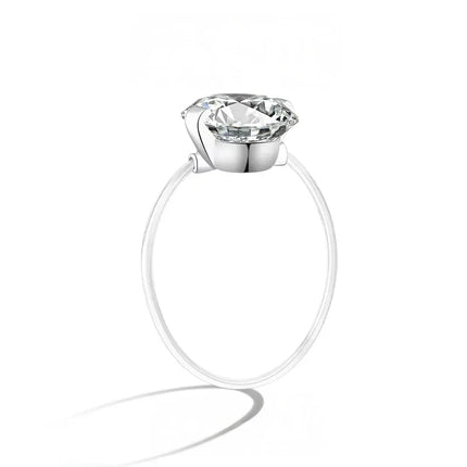 Moissanite Ring with Invisible Band, 1 or 2 Carat Floating Solitaire Ring in S925 Sterling Silver, Dainty Statement Ring