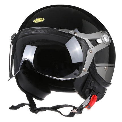 DOT Motorcycle Helmet with Bubble Visor, Vintage Cafe Racer Helmet – image 10