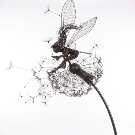 Fairy Wind Spinner, Metal Dandelion Garden Stake, Garden Decor Figurine for Patio and Pathway, Outdoor Decor for Yard