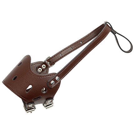 Leather Dog Muzzle with Adjustable Straps | Comfortable & Breathable for Long-Snout Breeds