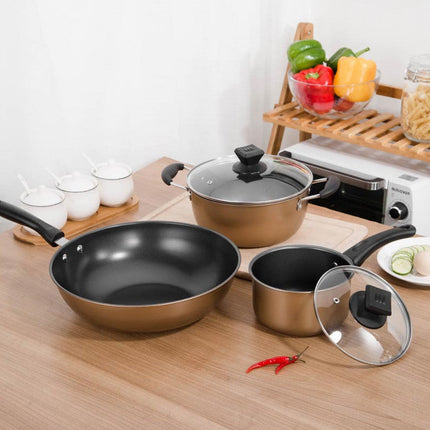 Non-Stick Cast Iron Cookware Set with Three Versatile Pieces | Lightweight & Elegant for Effortless Cooking