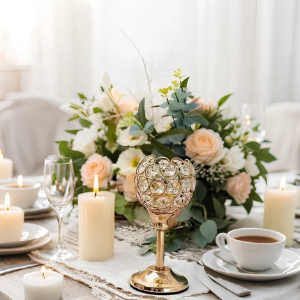 Crystal Candle Holders Set with Faceted Glass Design | Vintage-Inspired Lighting for Romantic Evenings