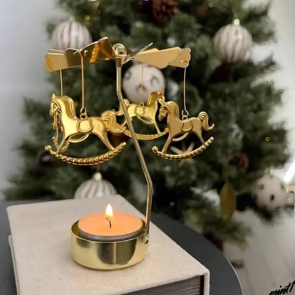 Candle Carousel with Spinning Ornaments for Ambient Light | Elegant Home Décor Accent for Cozy Evenings