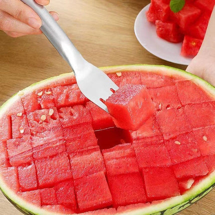 2-in-1 Watermelon Fork Slicer with Stainless Steel Design | Effortless Cubes for Mess-Free Fruit Preparation