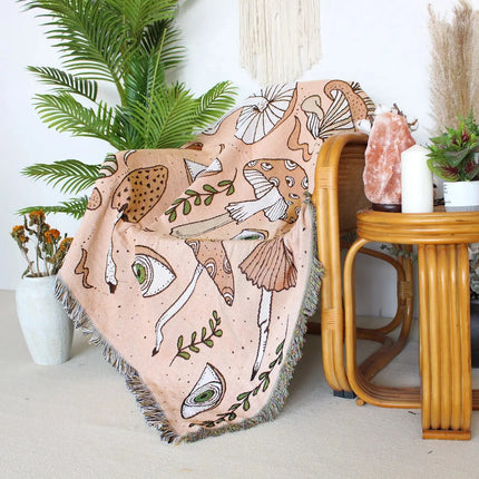 100% Cotton Blanket with Fringe, Celestial Tarot Sofa Throw Blanket for Bed and Home Decor – image 7
