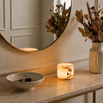 Handcrafted Marble Lamp with Rechargeable Cordless Design | Soft Ambient Lighting for Modern Interiors