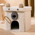 Composite Wood Pet Nest with Soft Teddy Velvet Cover | Semi-Enclosed Design for Comfort and Privacy