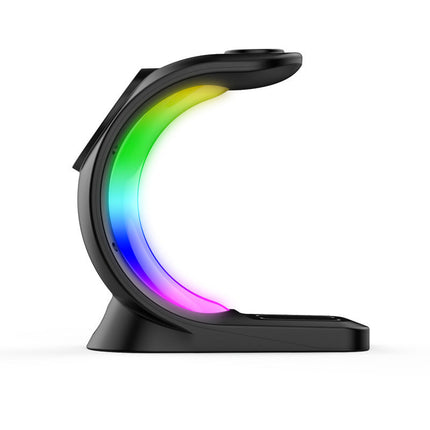 4-in-1 Magnetic Wireless Charger with RGB Lamp Effect | Fast & Safe Charging Station for Smartphone, AirPods & Apple Watch