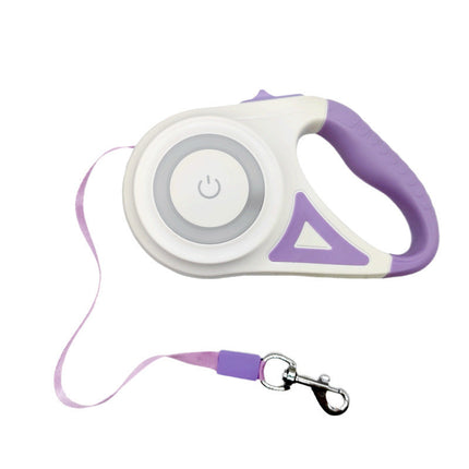 Retractable Dog Leash with LED Light System | One-Hand Control for Safe Night Walks and Tangle-Free Adventures