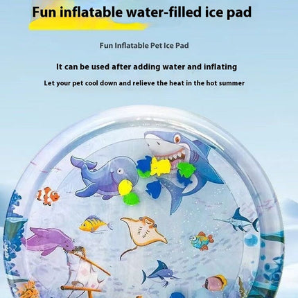 Summer Cooling Pet Water Bed with Fish Design | Inflatable Ice Pad for Dogs and Cats