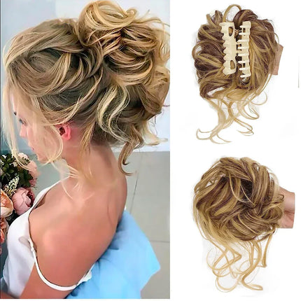 Messy Bun Hair Piece, Curly Hair Bun Clip In Chignon, Synthetic Hair Extensions for Volume and Natural Look