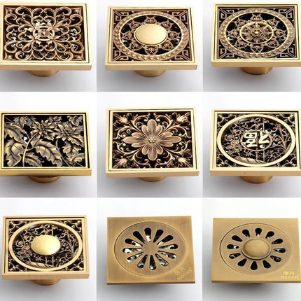 Floor Drain Cover 4 Inch, Brass Floor Drain Grate, Bathroom Drain Strainer for Utility Room Floors