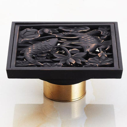 Bathroom Floor Drain, Carved Drain Grate with Deodorizing Strainer – image 23