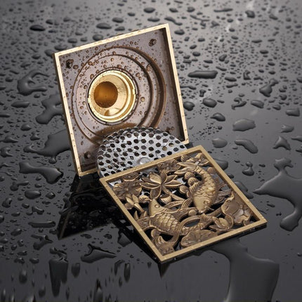 Bathroom Floor Drain, Carved Drain Grate with Deodorizing Strainer