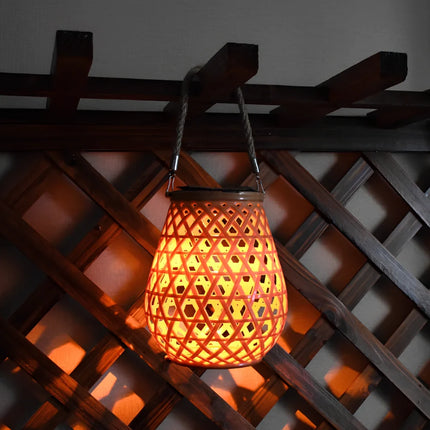Solar-Powered Woven Lantern with Automatic Dusk Sensor | Elegant Lighting for Indoor and Outdoor Ambiance