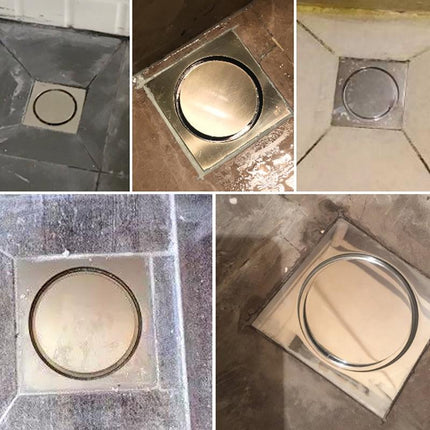 Square Shower Drain 4 Inch, Invisible Floor Drain Bathroom and Toilet with Anti Odor Core