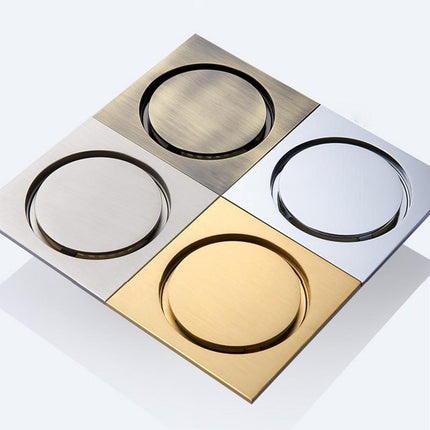 Square Shower Drain 4 Inch, Brass Bathtub Drain, Invisible Floor Drain Bathroom and Toilet with Anti Odor Core