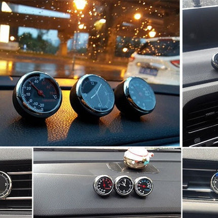 Car Ornament with Glass Mirror & Thermometer | Stylish Interior Accessory for Temperature Awareness