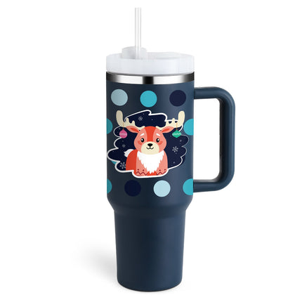 40 Oz Insulated Tumbler with Handle & Straw | Double-Wall Vacuum Insulation for Hot or Cold Beverages