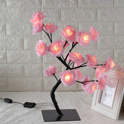 Rose Tree LED Lamp with Adjustable Branches | USB-Powered Decorative Lighting for Indoor and Outdoor Charm