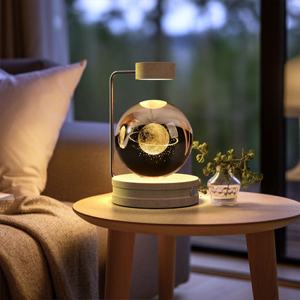 Crystal Glass LED Night Light with 3D Pattern | USB Rechargeable Home Decor for Warm Ambiance