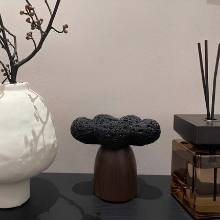 Cement and Wood Candle Holder with Textured Elegance | Versatile Decor for Wax Candles and Greenery