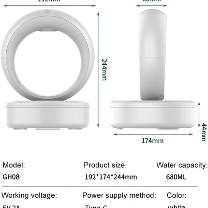 Anti-Gravity Humidifier with Soothing Mist & LED Light | Unique Decorative Accent for Enhanced Relaxation