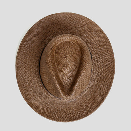 Straw Fedora Hat, Minimalist Straw Hat with Braided Band, Feather Hat with Sweatband, Summer Fedora