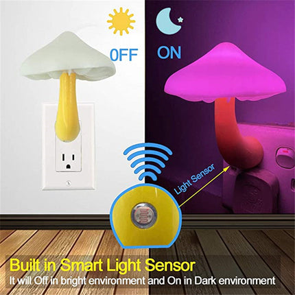LED Mushroom Night Light with Light Sensor | Warm Yellow Glow for Cozy Home Ambiance
