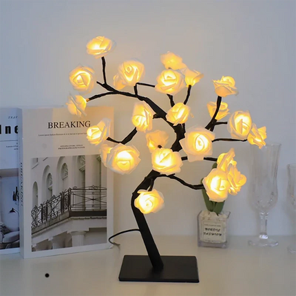 Rose Tree LED Lamp with Adjustable Branches | USB-Powered Decorative Lighting for Indoor and Outdoor Charm