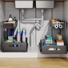 Bathroom Organizer, 2 Tier Slide Out Under Sink Organizers, Kitchen Cabinet Organizer for Laundry Room Storage