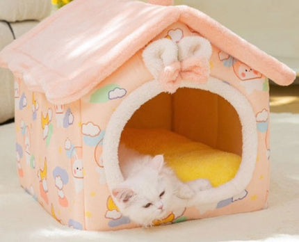 Cozy Foldable Pet House with Self-Warming Fabric | Durable & Portable Winter Bed for Dogs and Cats