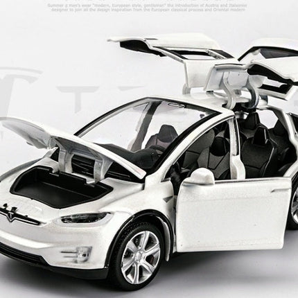 Tesla Model X Pull Back Car Model with Sound and Light Features | 1:32 Scale Toy for 3-6 Year Olds