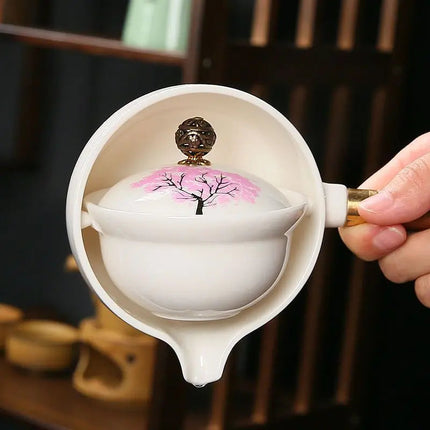 Ceramic Teapot with Infuser, Color Changing Gaiwan Teapot with Wooden Handle – image 7
