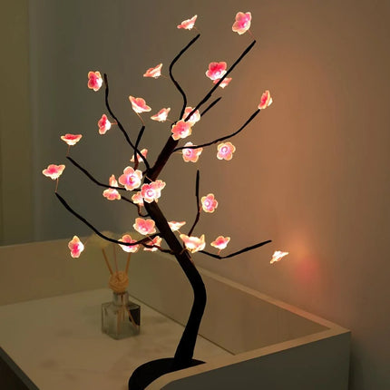 Plum Blossom LED Table Lamp with Customizable Branches | USB & Battery Powered for Serene Home Decor
