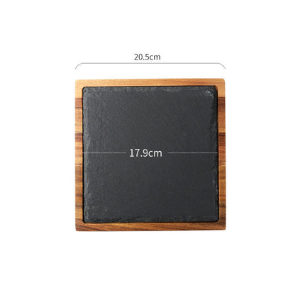 Black Acacia Wood Pizza Plate with Elegant Design | Versatile Serving Solution for Pizza and Steak
