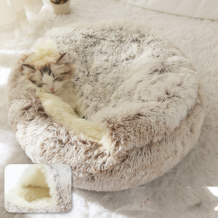 Plush Round Pet Bed for Dogs and Cats with Cozy Crystal Velvet | 2-in-1 Design for Ultimate Warmth and Comfort