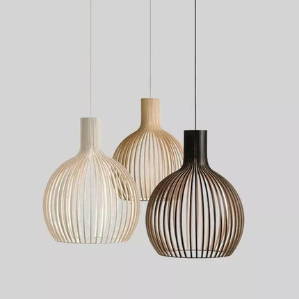 Wood Pendant Light Fixture, Rustic Hanging Lamp with Adjustable Black Cord – image 10