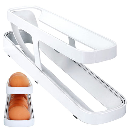Automatic Rolling Egg Rack Holder with Gravity-Fed Design | Space-Saving Organizer for Easy Access in Kitchen