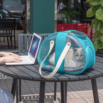 Transparent Dog Backpack with PVC Material & Ventilation Holes | Comfortable Travel Bag for Pets